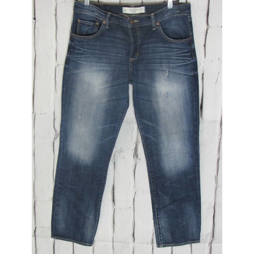 Abercrombie & Fitch Women Jeans Size 12 Blue Perfect Stretch Mid Blasted Denim